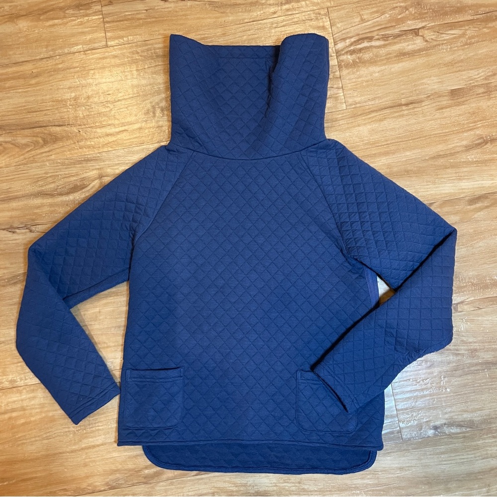 CK Bradley Quilted Navy Turtleneck Womens Extra Small  Bunny Neck, Apres Ski
